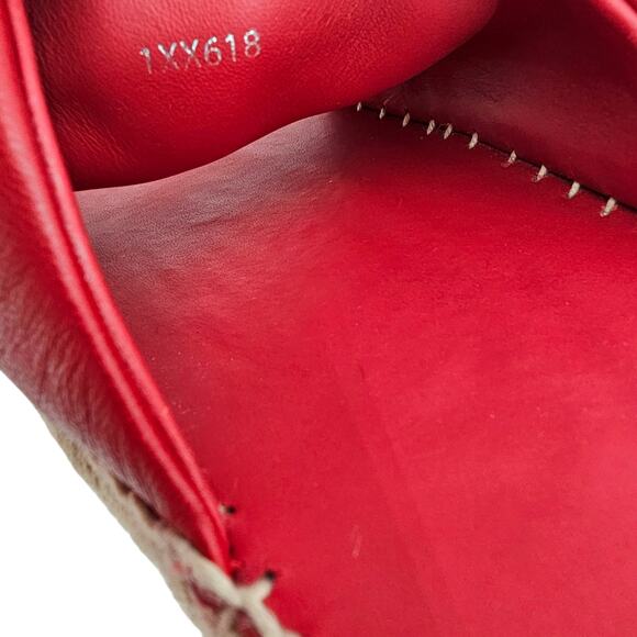 Prada Logo Flat Slide Espadrille Sandal Quilted Red Leather Size 41 US 11 - Picture 9 of 10